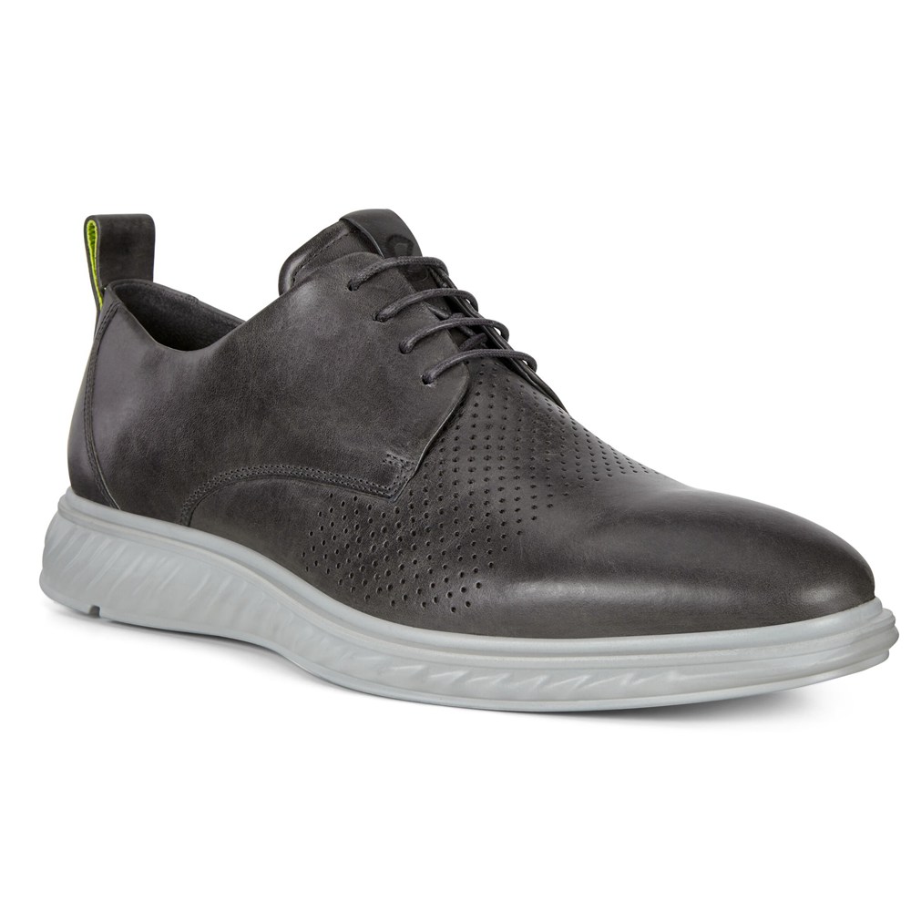 ECCO Mens Derby Shoe Dark Grey - St.1 Hybrid Lite Plain-Toes - ELI-489762